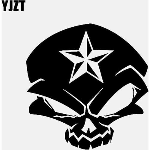 YJZT 12.2CM*12.7CM Cartoon Skull Star Vinyl Car Sticker Decals Black/Silver C3-0699