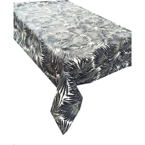 Zeren Home Black Color Bamboo Leaves Patterned Carefree Table Cloth 160x160 cm