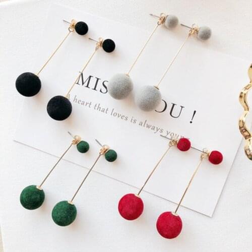 Women Dangle Earrings Fashion Fluffy Pompom Earrings Girls Cute Hair Accessories Gifts Round Hair Ball