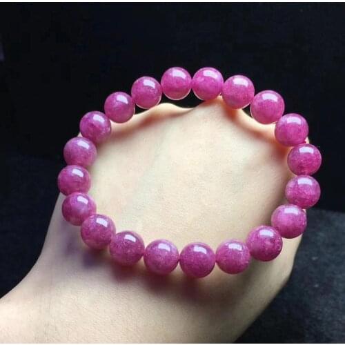 Certificate Natural Pink Red Tourmaline Crystal Clear Round Beads Bracelet 9mm Women Men Bangle AAAAA