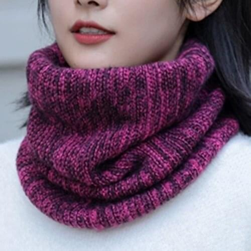 Unisex Winter Warm Thick Wool Knit Ring Scarf Headneck Women Solid Color Elastic Windproof Cycling Plush False Collar Scarve O15
