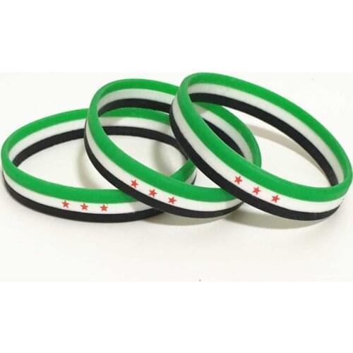 1pc Syria Flag Silicone Rubber Bracelets Sports Wrist Band Bangle for Women Men Special Gift for Lover