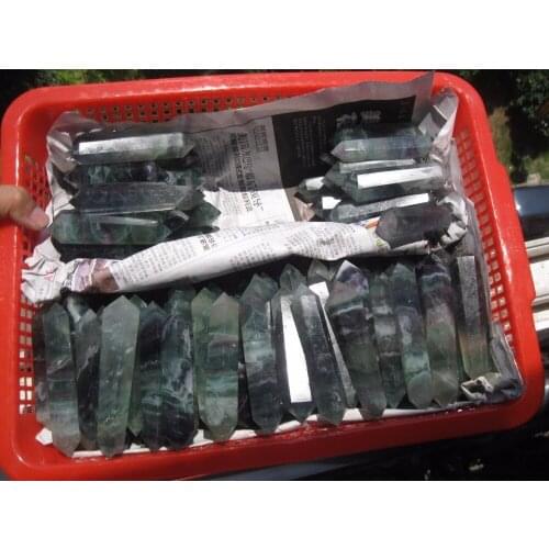 1000g(2.2lb) NATURAL Bright-coloured FLUORITE CRYSTAL DT WAND POINT WHOLESALES