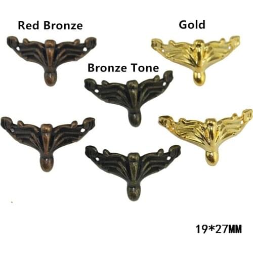 Antique Alloy Jewelry Gift Box Wooden Case Decor Carving Corner Protector,Chinese Furniture Cover,37*19*27mm,20Pcs