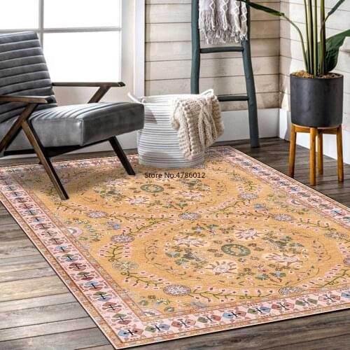 200x300cm Small Fresh Broken Flower Circle Ethnic Style Yellow Blue Living Room Bedroom Bedside Carpet Floor Mat Customization