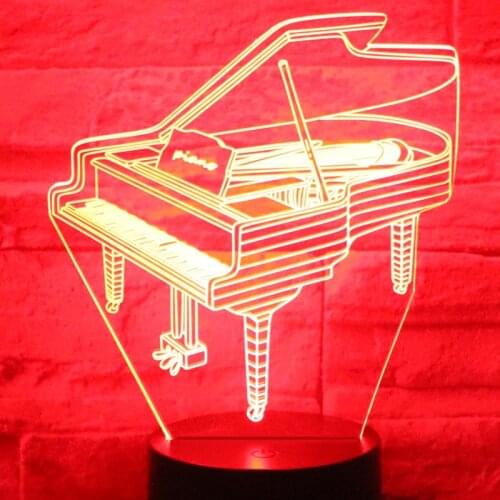3D LED Night Light Piano with 7 Colors Light for Home Decoration Lamp Amazing Visualization Optical Illusion Awesome