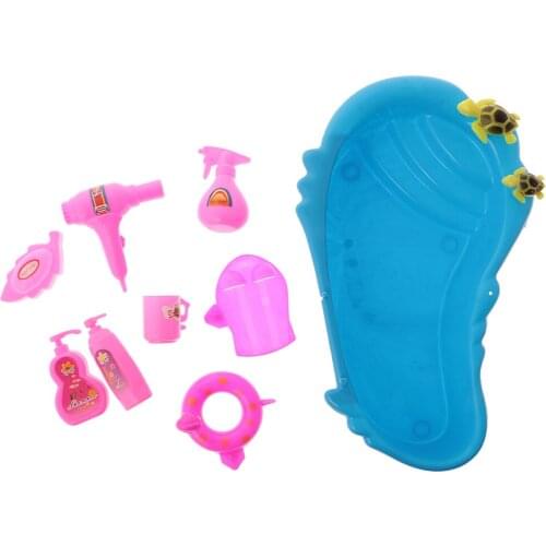 9Pcs Simulate Infant Early Educational Play Bath Bathtub Set for Doll