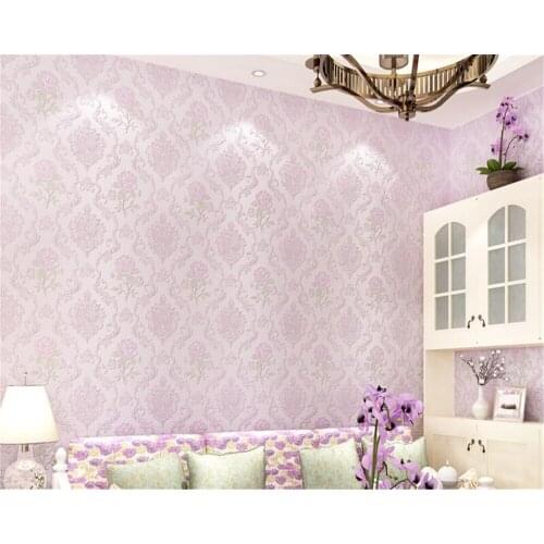 Beibehang Nonwovens papel de parede Fine Flush Embossed 3d Wallpaper Rose Fresh Pastoral Bedroom Living Room Wall paper behang