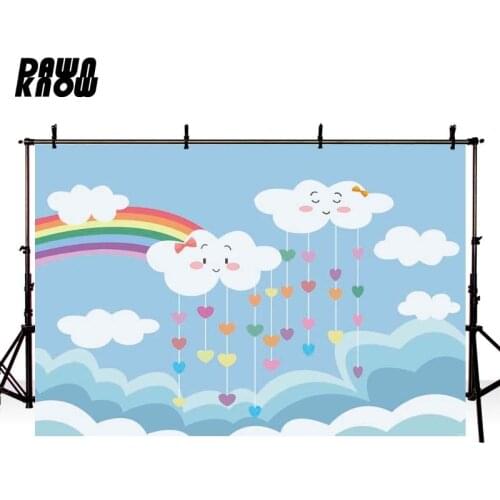 DAWNKNOW Cartoon Rainbow Cloud Photography Background Backdrop Newborn Children Baby Party Tapestry Photocall Photo Studio GY528