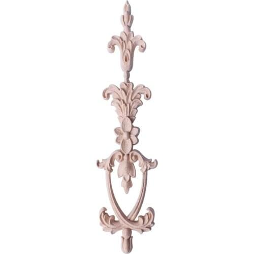 NHBR 1x Wood Carved Corner Onlay Applique Unpainted Frame Decal Home Decor 25x6cm