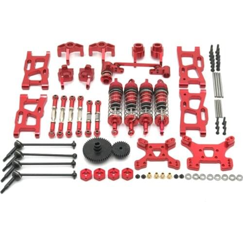 For WLtoys 144001 124019 RC Car Parts Upgrade Kit Shock Absorber Drive Shaft Pull Rod Swing Arm Adapter Gear