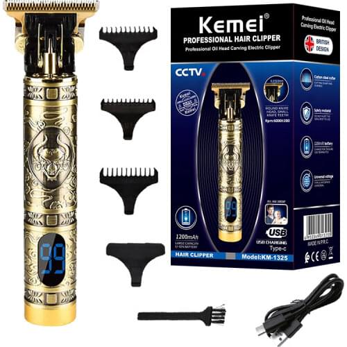 Kemei 1325 pro electric metal housing hair trimmer men lithium Ion metal shell beard trimmer finishing hair cutting machine