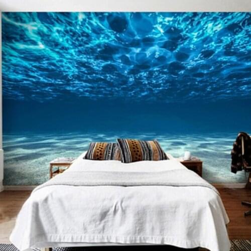 Photo Wallpaper 3D Stereo Blue Seawater Mural Dining Room Living Room Modern Simple Nature Wallpaper Papel De Parede 3D Paisagem