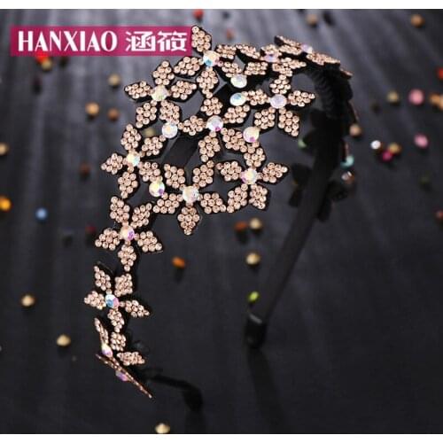 Geometric headband wide-edge hairpin hairband rhinestone pressure ring simple headdress Shu sweet beauty hairpin