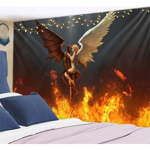 Demons And Angels Tapestry Wall Hanging Magic Colorful Bohemian Hippie TAPIZ Magic Astrology Room Home Decor