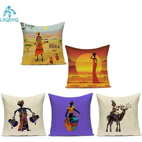 Africa Painting Art Cushion Cover Exotic Style Throw Pillow Polyester African Dancer Pillowcase For Sofa Home Decoration