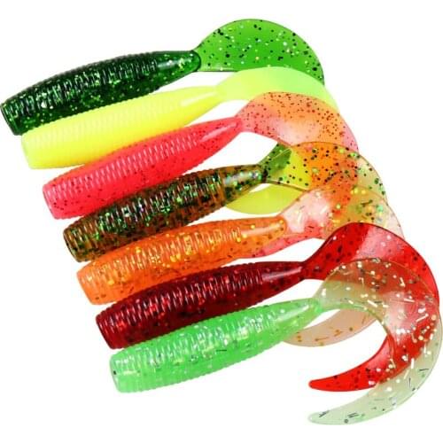 MAGBLUE 10Pcs/lot Fishing Soft Lures 60mm/2.1g Artificial Silicone Grub Wobblers Carp Swimbait Jigging Worm Fishing Tackle