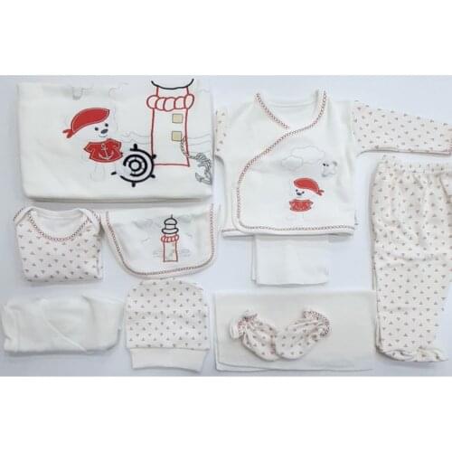 Baby boy Red Sea Phanariot 10'Lu Hospital Output Set Soft 100% Cotton Baby Gift Layette Hospital Outfit Set 0-3 9,9-12months