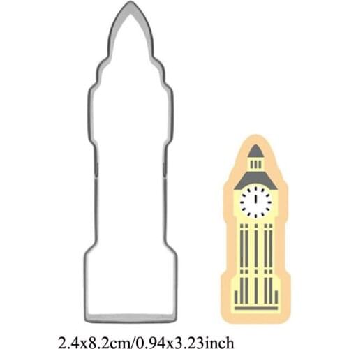 1pcs patisserie reposteria Big Ben Building Moldes Metal Cookie Cutter Fondant Cake Decor Tools Pastry Chocolate Biscuit Mould