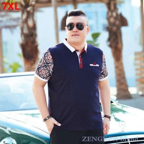 7XL tide oversized short-sleeved polo-shirt men plus size menswear loose lapel POLO shirt top casual business polo shirt men