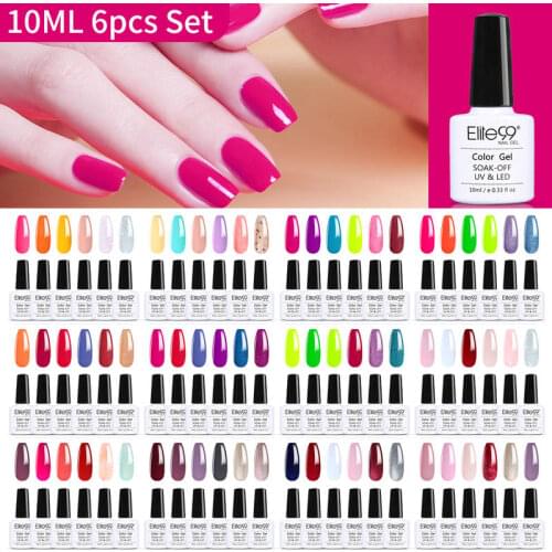 Elite99 6pcs/set Nail Gel Set Summer Color Series 10ml Gel Polish Semi Permanent Hybrid Varnish Nail Art Paint Enamel Lacquer