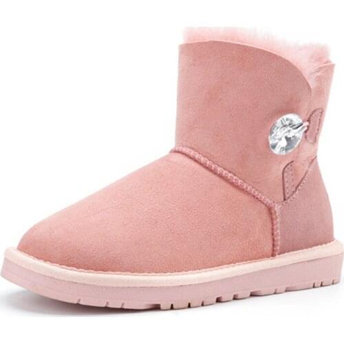 3352 New Fashion Rhinestone Short Tube Versatile Short Warm Cotton Shoes Sheepskin Wool Integrated Snow Boots