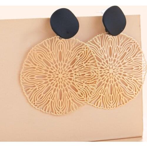 Tocona New Trendy Round Drop Dangle Earrings for Women Exquisite Hollow Out Geometry Alloy Metal Party Jewelry Gift 19789