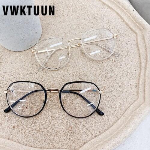 VWKTUUN Glasses Frame Women Alloy Eye Glasses Frames For Men TR90 Glasses Frame Female Myopia Vintage Anti Blue Light Glasses