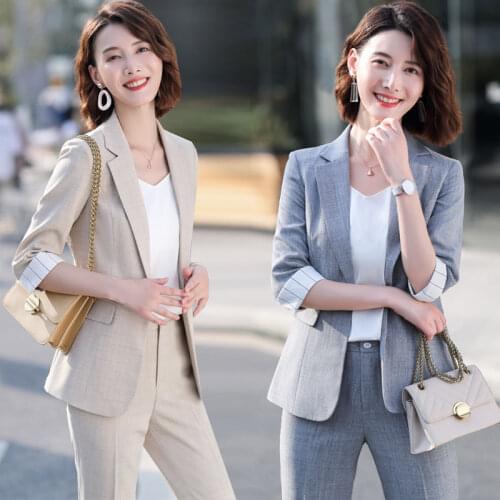 Casual Fashion Office Ladies Elegant Blazers Suit Coat Korean All-match SlimBlazer Jacket High Waist Loose Trousers Suit Pants