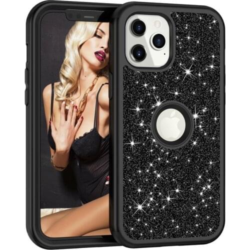 Shockproof Armor Bumper Phone Case For iPhone 12 11 Pro Max XR XR XS Max X 7 8 Plus 12Mini 11Pro 11 12Pro 12 Glitter Back Cover