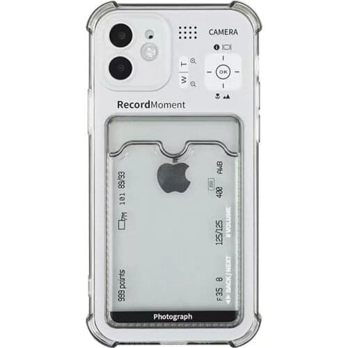 Phone Case Old School Fashion Camera Card Bag Pocket Ins Style iPhone 11 12 Pro Max XR X XS 7 8 6s Plus SE Soft Cover Shockproof