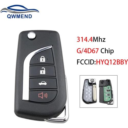 BHKEY HYQ12BBY 314.4Mhz Car Remote Key for Toyota Camry Avalon Corolla Matrix RAV4 Smart Car Key 4Buttons G/4D67 Chip New style