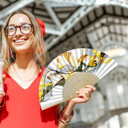 Handmade Skeleton Oil Painting by numbers Folding Fan coloring By Numbers DIY Painted Craft for adult gift home decoration