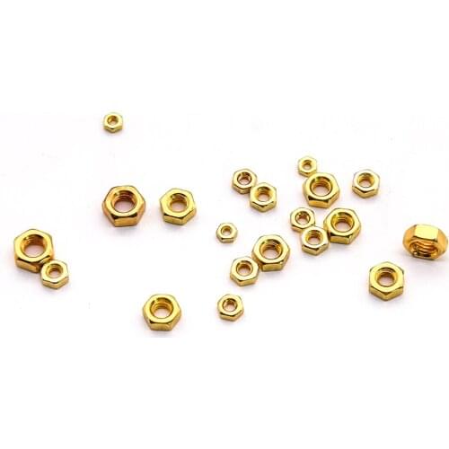 Hexagonal Nut M2 M2.5 M3 M4 M5 M6 Titanium-Plated Carbon Steel M2-M6 High Hardness 5/10/20/50/100Pcs