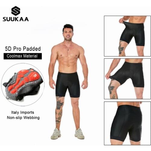 Sports Mens Cycling Underwear Shorts 5D Padded Bike Bicycle MTB Liner Shorts with Anti-Slip Leg Grips