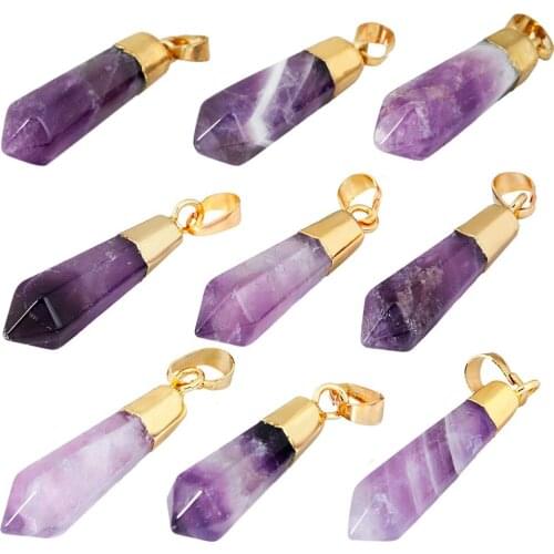 SUNYIK Hexagonal Prism Point Healing Crystal Pendant Necklace (Free Chain)