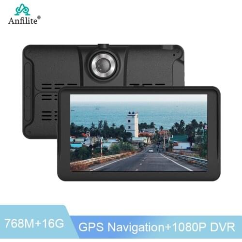 Anfilite 7 Inch Android Car Dash Camera DVR Rearview Mirror GPS Navigation Support multiple map languages 1080P Loop recording