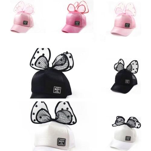 Four Seasons Bow Boys Girls Baseball Cap Winter Cute Cartoon Childrens Cap Adjustable Letter Hat