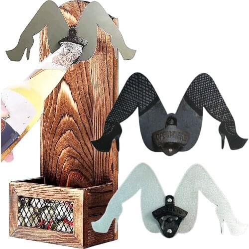 Funny Legs Vintage Bottle Opener Practical Wall Mounted Iron Metal Art Funny Legs Shape Manual Beer Opener for Home Kitchen