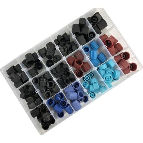 1Set High Low Side Valve Core Service Port Dust Cap Replacement Car Air Conditioning Repair Parts Set Universal