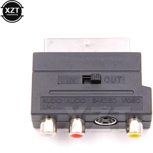 1pcs Brand New Hot Selling RGB Scart to Composite RCA S-Video AV TV Audio Adapter For Video DVD Recorder TV Television Projector