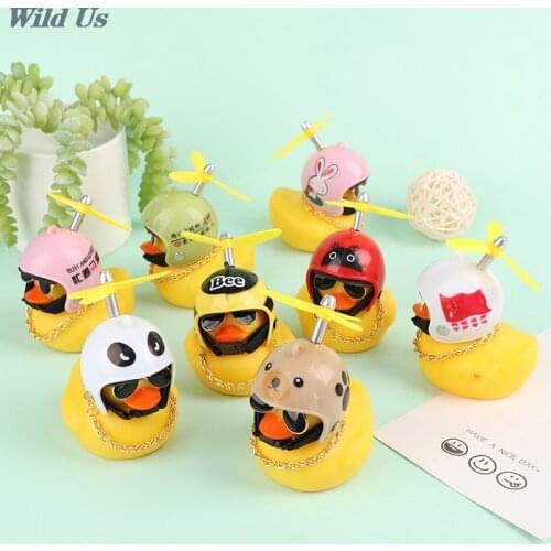1 Pcs Cute Rubber Duck Toys Car Bicycle Decorate Lovely Small Yellow Duck Helmet Propeller Sunglasses Room Car Ornaments