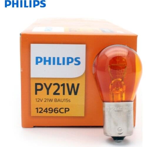 10pcs Philips Vision PY21W S25 BAU15s 12496CP Amber Color Standard Original Turn Signal Lamps Parking Light Stop Light Wholesale