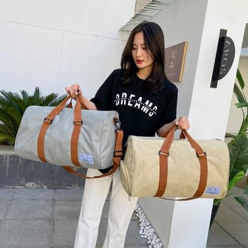 2021 Fashion Womens Sports Bag Canvas Solid Color Waterproof Duffle Bags Large Capacity Light Travel Bags