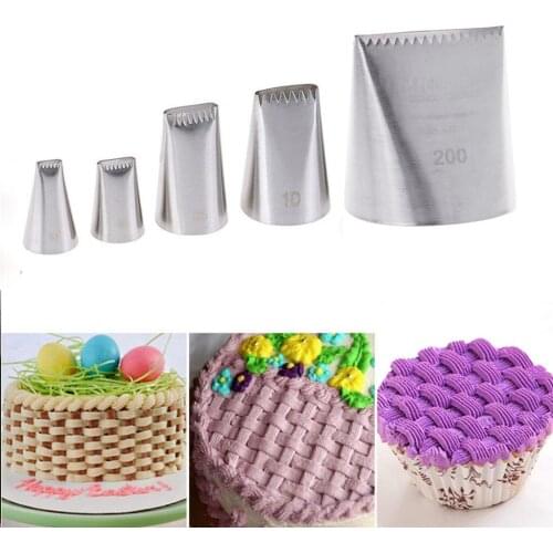 5pcs Jagged Braided Railing Flower Basket Cake Icing Nozzles Mouth Piping Tips Pastry Decorating Stainless Steel Baking tool