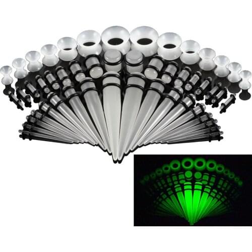 50 Pcs Acrylic Ear Taper Stretcher Kit Gauge Mix Sizes Silicone Ear Tunnel Plugs Set Flesh Ear Expander Piercing Body Jewelry