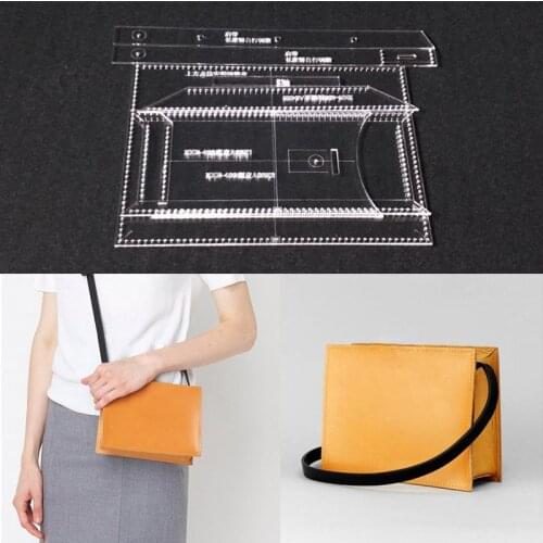 Acrylic Stencil 1set Leather Craft handbag Sewing Pattern Stencil Template DIY Single Shoulder bag craft supplies 21x16x4cm