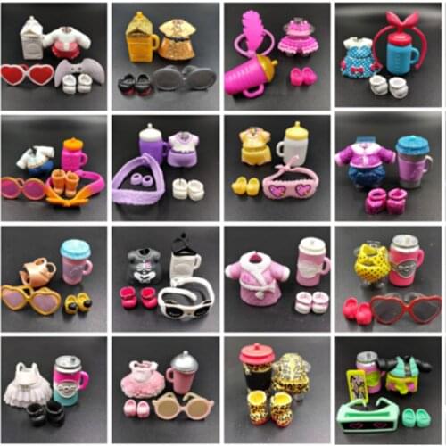 1 set LOL Doll clothes glasses bottle shoes Accessorries lol accessories on sale Original LOL dolls collection drop