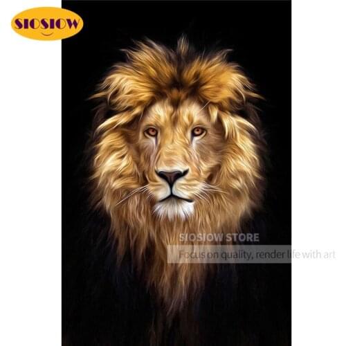 SIOSIOW Lions Head 5D Diy Diamond Painting Cross Stitch Full Drill Square 3D Daimond Mosaic Stone Embroidery Deco Home Men Gifts