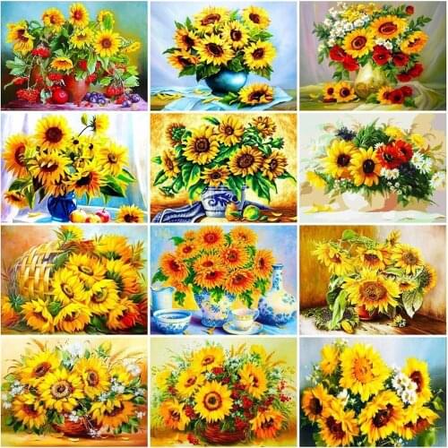 5D Diy Diamond Painting Sunflower Full Squar/Round Diamond Embroidery Flower Cross Stitch Kit Rhinestones Mosaic Art Home Decor